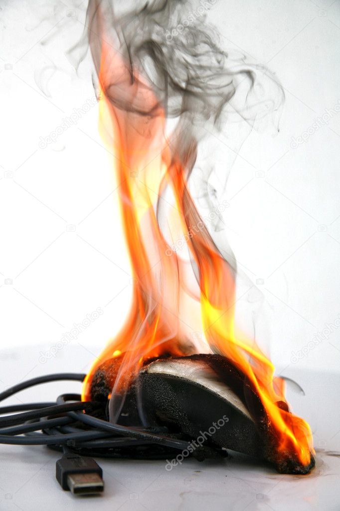 Burning computer mouse