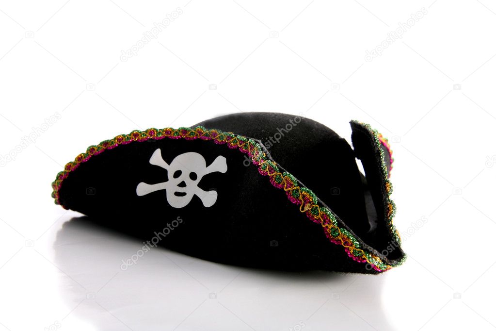 Black pirate hat, isolated on white