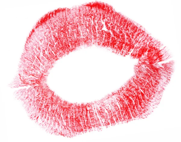 白で隔離される赤い唇 — ストック写真