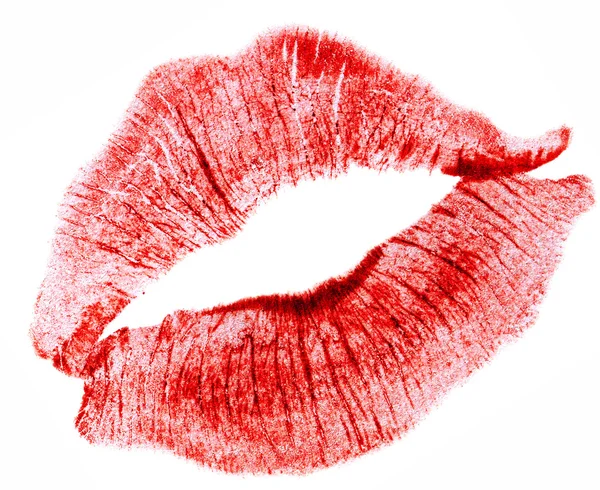 白で隔離される女性の赤い唇 — ストック写真