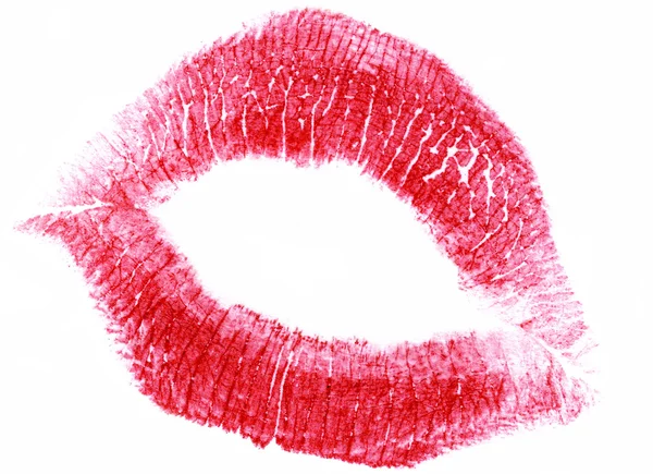 Lábios vermelhos isolados em branco — Fotografia de Stock