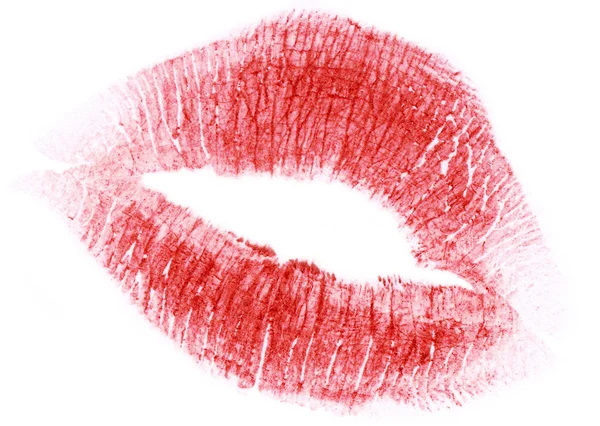 Κόκκινα χείλη που απομονώνονται σε λευκό — Φωτογραφία Αρχείου