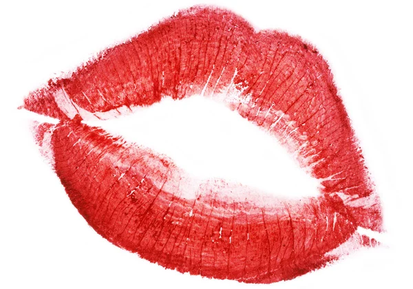 白で隔離赤い唇 — ストック写真