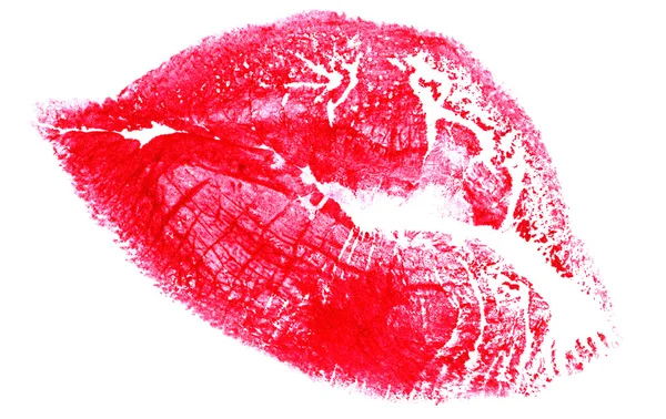 Grande donna rossa labbra isolate su bianco — Foto Stock