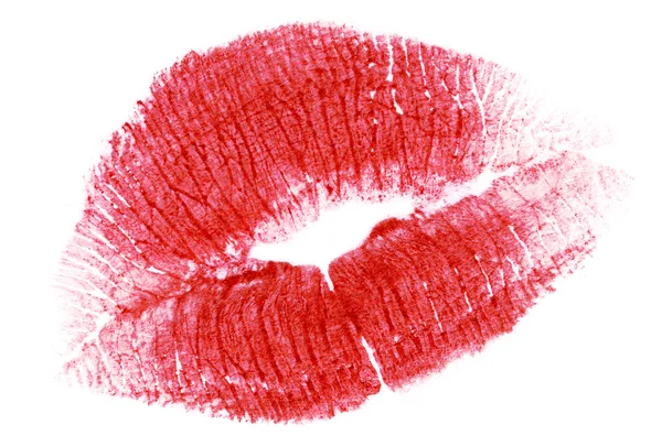 Donna labbra rosse isolate su bianco — Foto Stock