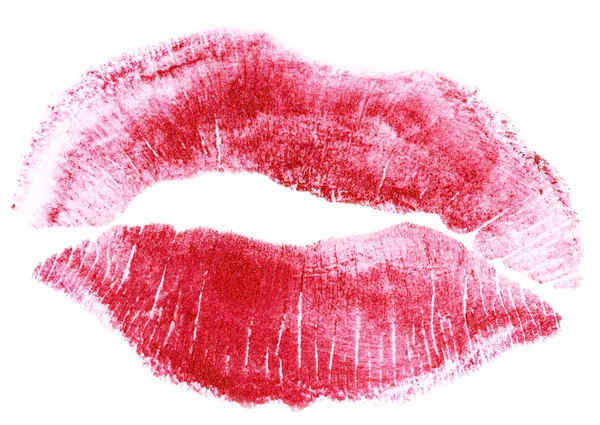 大红色女人嘴唇上白色隔离 — 图库照片