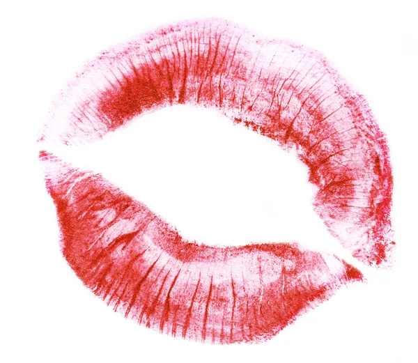 Labbra rosse isolate su bianco — Foto Stock