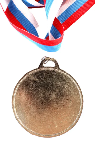 Medali emas kosong dengan pita tiga warna — Stok Foto