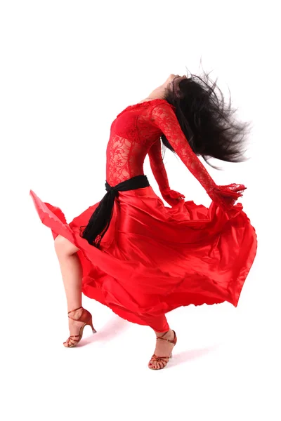 Bailarina en acción aislada sobre blanco — Foto de Stock