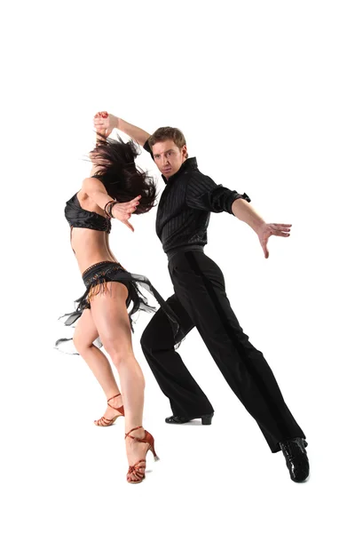 Tancerze w akcji na białym tle — Zdjęcie stockowe