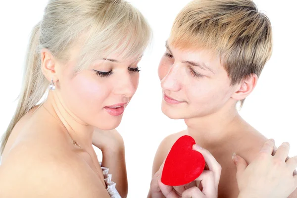 Par med hjärtat isolerad på vit — Stockfoto