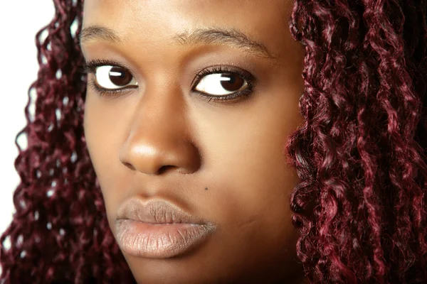Обличчя жінки з афроамериканцями — стокове фото