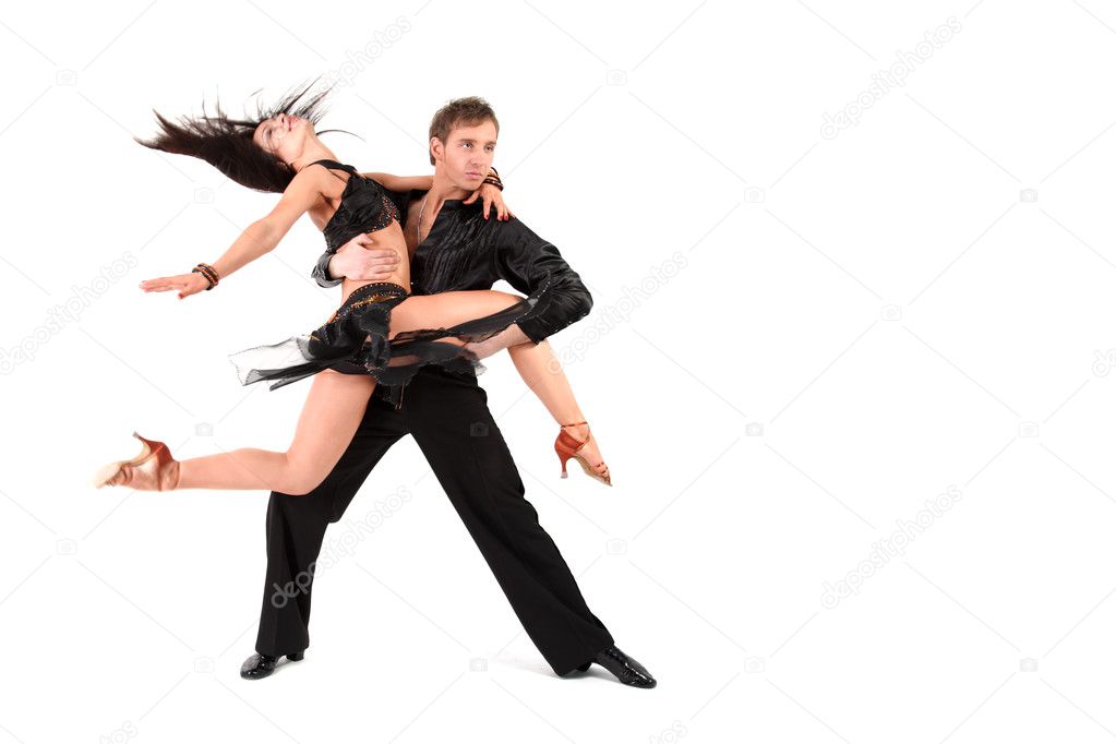 Dancers in action isolated on white