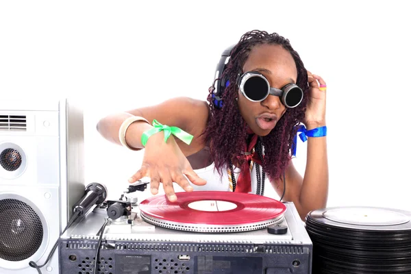 Cool afro american DJ in action Stock Photo