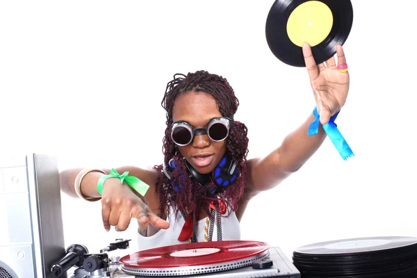 Cool afro american DJ in action Stock Image