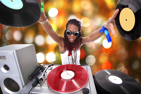 Cool afro american DJ in action Royalty Free Stock Images