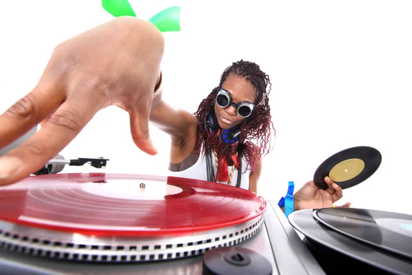 Cool afro american DJ in action Stock Image