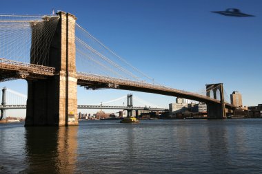 UFO under Brooklyn bridge clipart