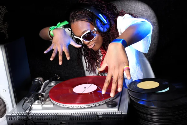Cool afro american DJ in action Stock Picture