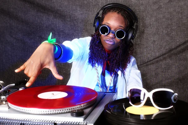 Cool afro american DJ in action Royalty Free Stock Images
