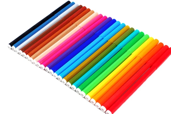 24 canetas coloridas isoladas sobre branco — Fotografia de Stock