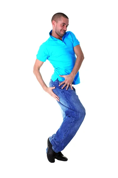 Wacking homem dançarino isolado em branco — Fotografia de Stock