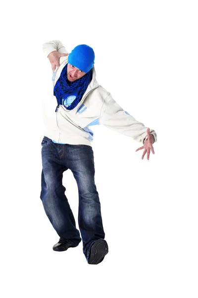Холодный человек современный танцовщик изолирован на белом — стоковое фото