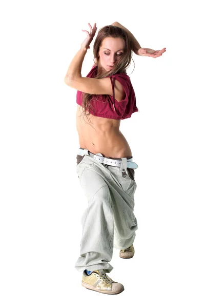 Moderní žena tanečnice izolované na bílém — Stock fotografie