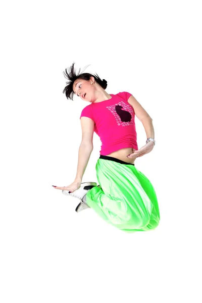 Skoki kobiety nowoczesne tancerz — Zdjęcie stockowe