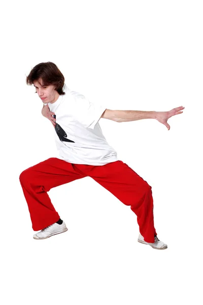 Cool adam modern dansçı üzerinde beyaz izole — Stok fotoğraf