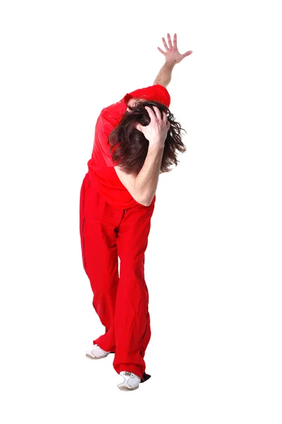 Člověk moderní tanečnice izolovaných na bílém — Stock fotografie