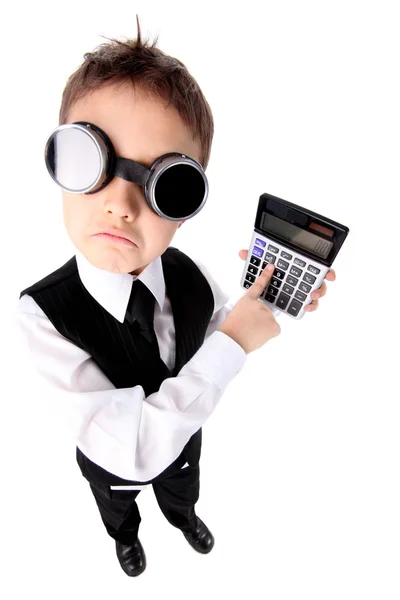 Learning - boy with calculator — Stock Photo, Image
