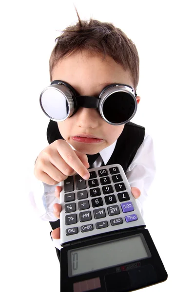 Learning - boy with calculator — Stock Photo, Image