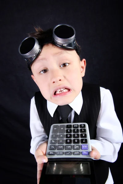 Ragazzo con calcolatrice — Foto Stock