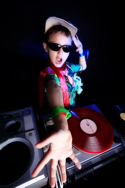DJ bambino cool in azione — Foto Stock