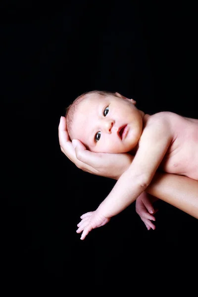 Newborn baby 15 days old in hand — Stock Photo, Image