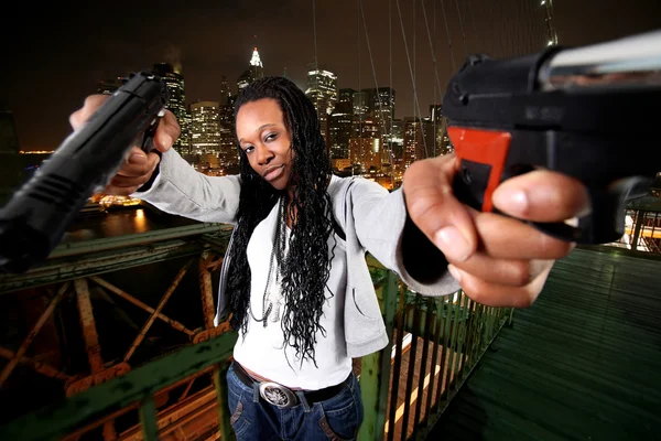 Ny gangstera w brooklyn bridge — Zdjęcie stockowe