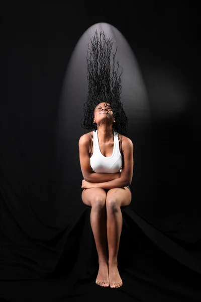 Vento - mulher afro-americana — Fotografia de Stock
