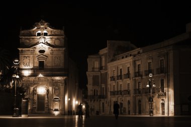 Old Italy, night in Siracuse, Sicily clipart