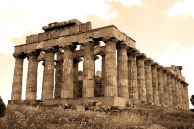 Old Italy, Greek temple in Selinute clipart