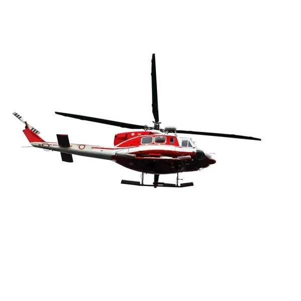 Helicóptero voador isolado em branco — Fotografia de Stock