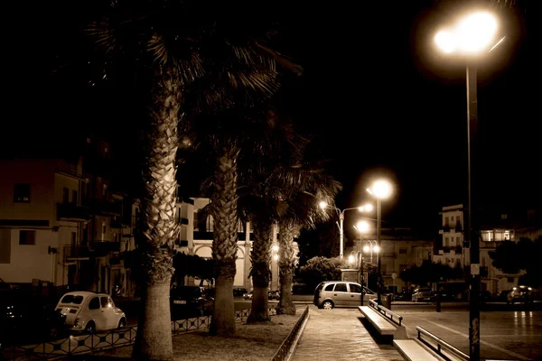 老意大利、 夏卡、 西西里岛的夜晚 — 图库照片