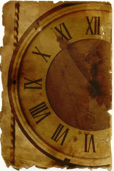 Altpapier mit alter Uhr — Stockfoto