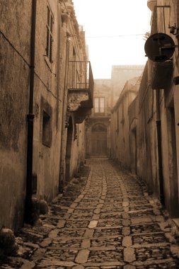 Old Italy ,Sicily,fog in Eriche city clipart