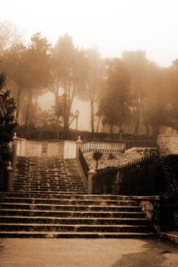Old Italy ,Sicily, fog in Eriche city clipart