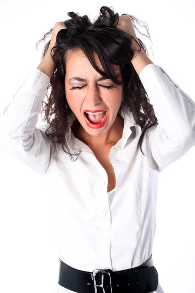 Crisis stressed businesswoman — Stock Photo, Image