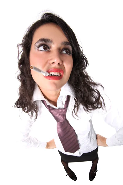Geschäftsfrau mit Zigarette — Stockfoto