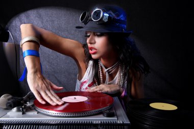 Cool DJ in action clipart