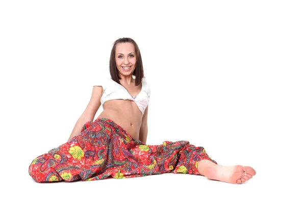 Yoga girl isolated on white — Stock Photo, Image