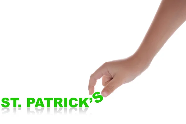 Hand en word st patrick — Stockfoto